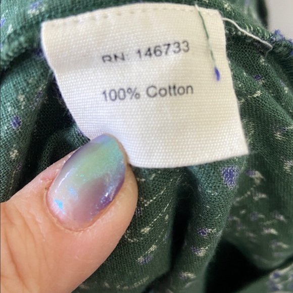 Mirth Handmade Cotton Peacock Print Midi Dress Tie Sleeve Belted Large Boho - Picture 7 of 7